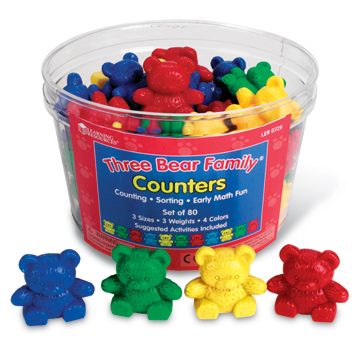 Three Bear Family Counters Basic Set, Set of 80, 4 colours