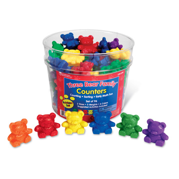 Three Bear Family Counters Rainbow Set, Set of 96, 6 colours